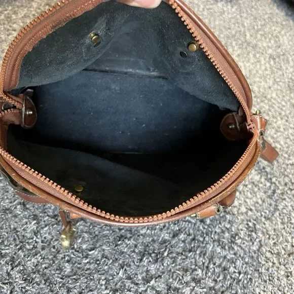 Dooney & Bourke Norfolk Crossbody Bag Handbag Purse Vintage Black Brown Leather - Picture 11 of 12